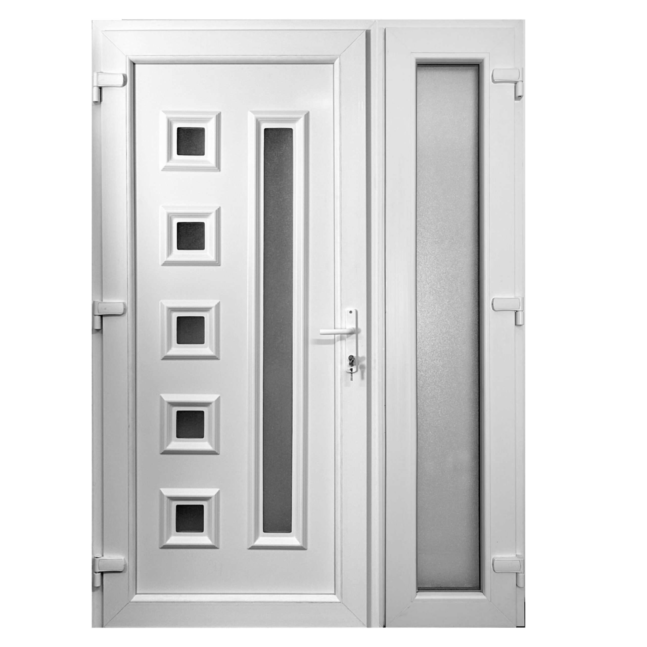 Kétszárnyú műanyag bejárati ajtó – 6K <br>135 × 205 cm